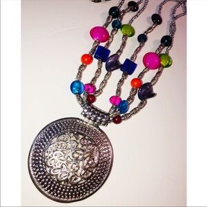 Boutique Bohemian Medallion and Stone Necklace Everyday Costume Jewelry Ethnic